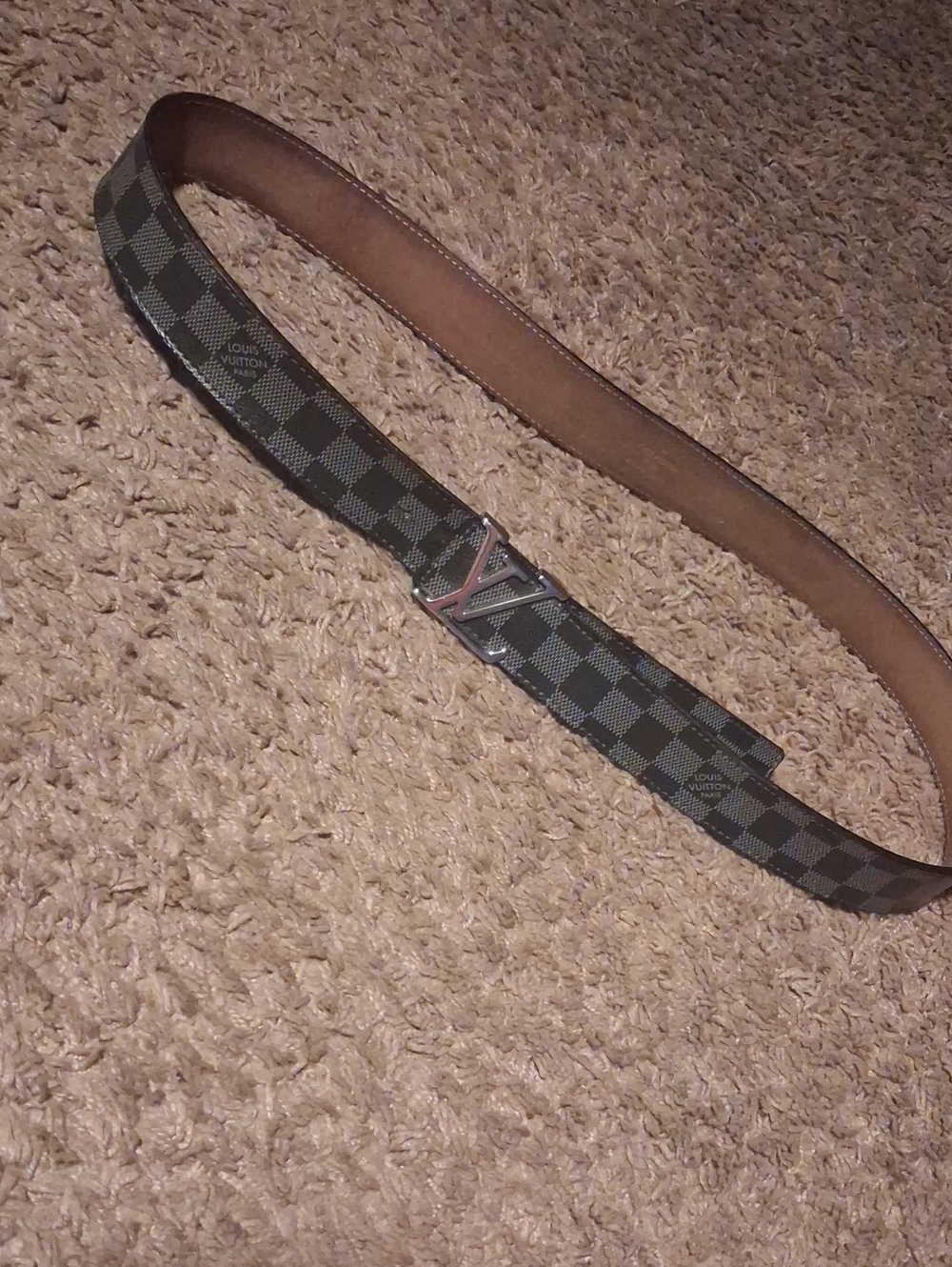Louis Vuitton Black and Black Damier Canvas Belt with LV Buckle